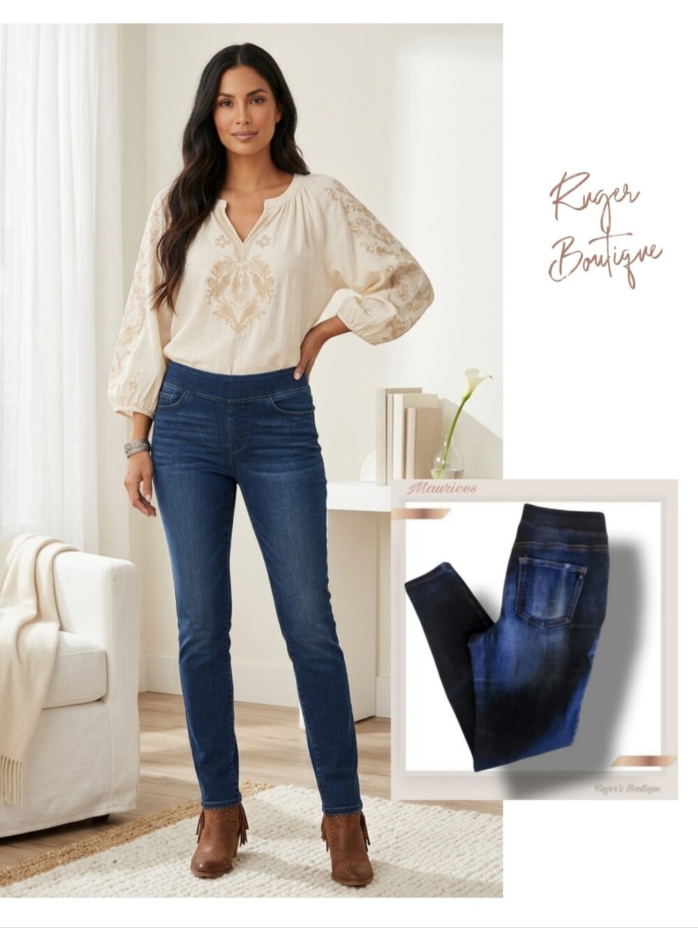 🌿Maurices High-Rise Sculpt Blue Stretch Waist Skinny Jeans size Medium Regular